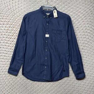 Depart West Shirt Mens Sz S Navy Blue Button Down Long Sleeve Style DWW080 NWT